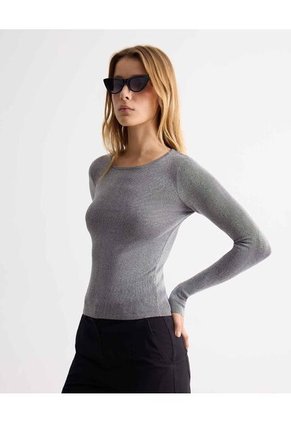 Camiseta Para Mujer Manga Larga Cuello Redondo Color Gris Marca Seven Seven #28096328