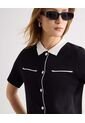 Camisa Bicolor Con Botones  Para Mujer Negro Seven Seven de Seven Seven