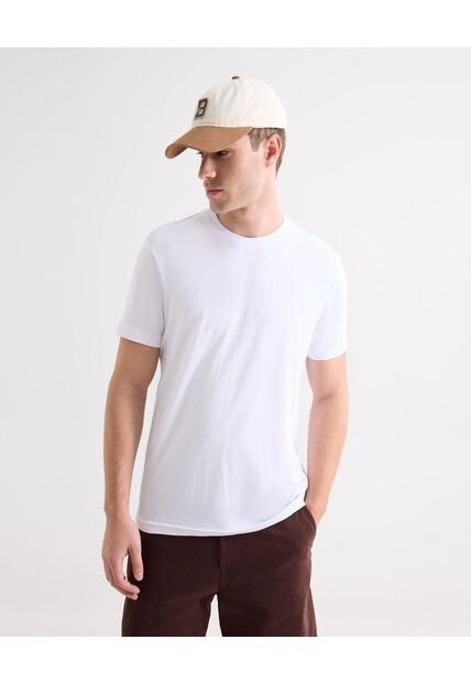 Camiseta Básica Cuello Redondo  Para Hombre Blanco Seven Seven