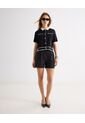 Camisa Bicolor Con Botones  Para Mujer Negro Seven Seven de Seven Seven