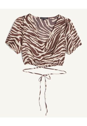 Blusa Para Mujer Manga Corta Color Cafe  Marca Seven Seven #28123693