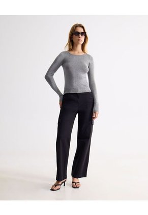 Camiseta Para Mujer Manga Larga Cuello Redondo Color Gris Marca Seven Seven #28096328