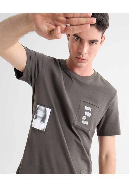 Camiseta Para Hombre Manga Corta Cuello Redondo Color Gris Marca Seven Seven #45092666