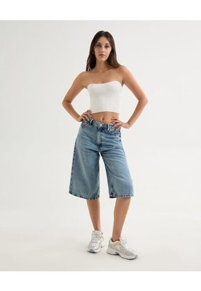 Crop Top Para Mujer Manga Sisa Color Crudo Marca Seven Seven #28096166