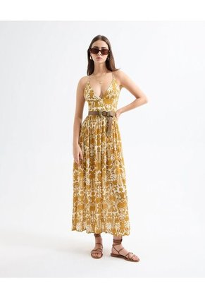 Vestido Para Mujer Manga Sisa Color Mostaza Marca Seven Seven #28171356