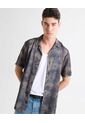 Camisa Resort Estampado De Manchas  Para Hombre Verde Seven Seven de Seven Seven