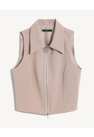 Chaleco Con Cierre Frontal  Para Mujer Taupe Seven Seven Seven Seven
