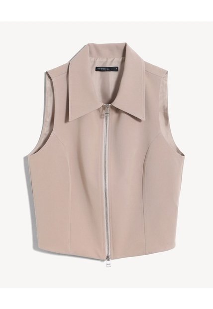 Chaleco Con Cierre Frontal  Para Mujer Taupe Seven Seven