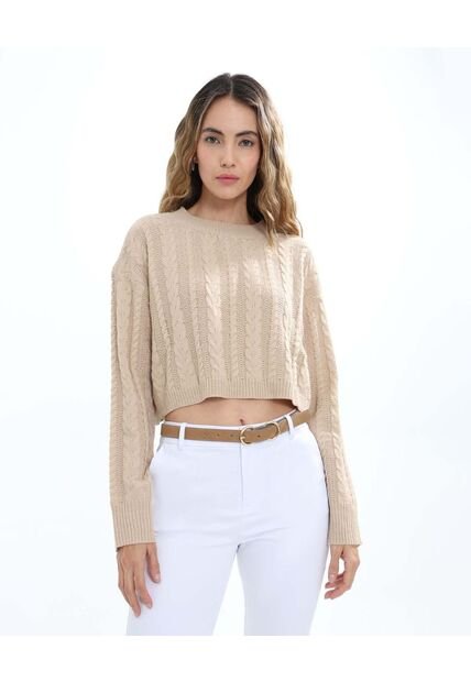 Saco Para Mujer Cuello Redondo Color Beige Marca Seven Seven #28330650