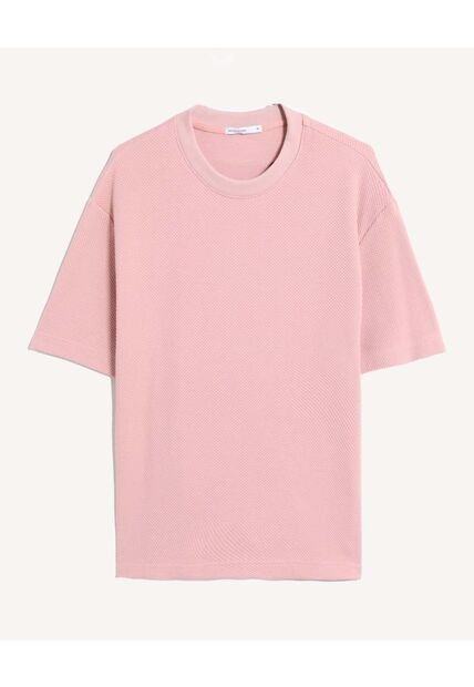 Camiseta Tejida Texturizada Oversize  Para Hombre Rosa Seven Seven