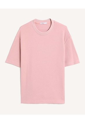 Camiseta Tejida Texturizada Oversize  Para Hombre Rosa Seven Seven