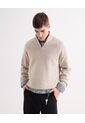 Saco Para Hombre Cuello Alto O Cuello Tortuga Color Beige Marca Seven Seven #45330252 de Seven Seven