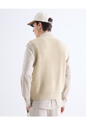 Chaleco Para Hombre Punto Color Beige Marca Seven Seven #45250013