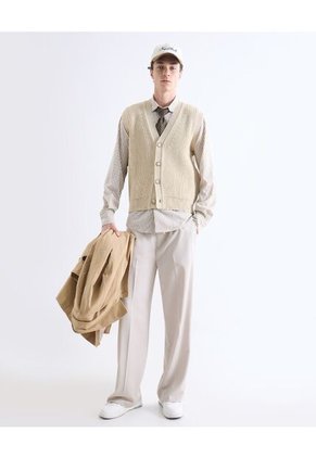 Chaleco Para Hombre Punto Color Beige Marca Seven Seven #45250013