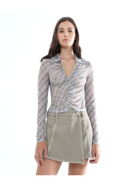 Camiseta Para Mujer Manga Larga Color Beige Marca Seven Seven #28096035