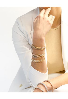 Brazalete Pulsera Entrelazado 3 Hilos Grosor 13mm Dorado Sirene Rose