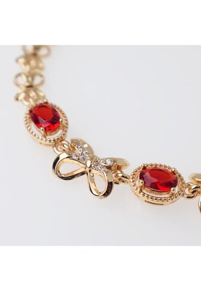Pulsera Diseño Moñito Circones Rojo Y Translucido Dorado Sirene Rose
