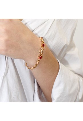 Pulsera Diseño Moñito Circones Rojo Y Translucido Dorado Sirene Rose