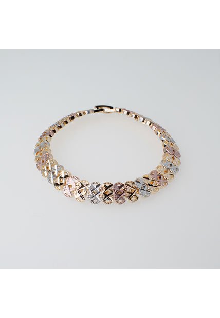 Pulsera Esclava Diseño Cruzado Tono Tres Oros Sirene Rose