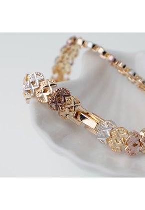 Pulsera Esclava Diseño Cruzado Tono Tres Oros Sirene Rose