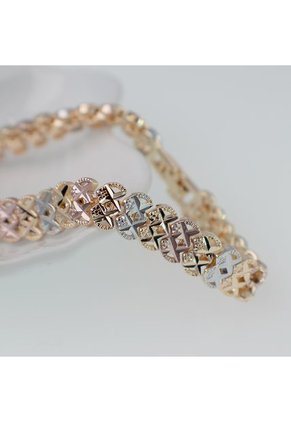 Pulsera Esclava Diseño Cruzado Tono Tres Oros Sirene Rose