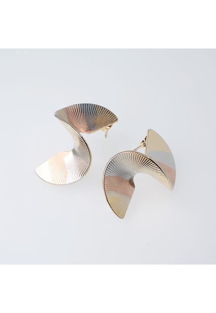 Aretes De Poste Relieve Abanico Ondulado Dorado Sirene Rose Joyas