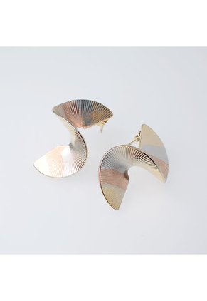 Aretes De Poste Relieve Abanico Ondulado Dorado Sirene Rose Joyas