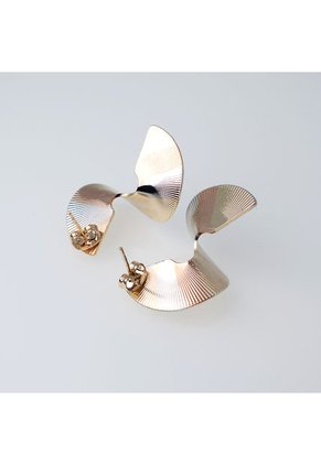 Aretes De Poste Relieve Abanico Ondulado Dorado Sirene Rose Joyas