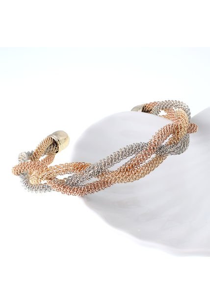Brazalete Pulsera Tejido Espiga Entrelazada Grosor 11 Mm Dorado Sirene Rose