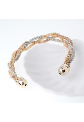 Brazalete Pulsera Tejido Espiga Entrelazada Grosor 11 Mm Dorado Sirene Rose