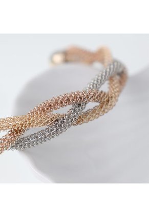 Brazalete Pulsera Tejido Espiga Entrelazada Grosor 11 Mm Dorado Sirene Rose
