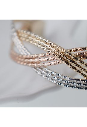 Brazalete Pulsera Entrelazado 3 Hilos Grosor 13mm Dorado Sirene Rose