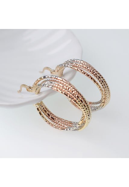 Aretes Hilos Tipo Candonga Diametro 30mm Dorado Sirene Rose Joyas