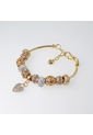 Pulsera Corazón Dorado Con Charms Y Zircones Dorado Sirene Rose de Sirene Rose Joyas