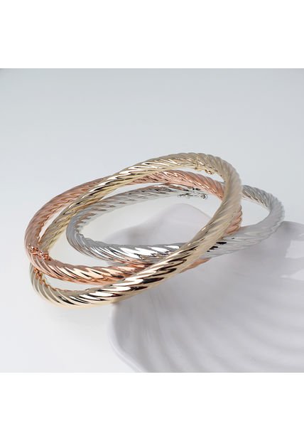 Trio De Pulseras Grosor 6mm Dorado Sirene Rose