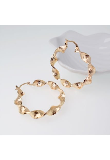 Aretes Entorchados Relieve Concentrico Tipo Candonga 40mm Dorado Sirene Rose