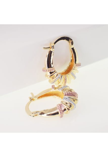 Aretes Rueda De La Fortuna Tipo Candonga Mediana - Tono Tres Oros