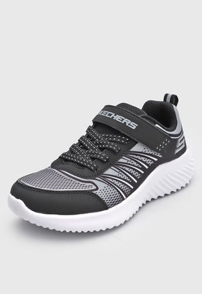Tenis Lifestyle Negro-Gris-Blanco Skechers Kids Bounder-Zatic