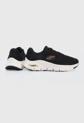 Tenis Training Negro-Blanco-Dorado Skechers Arch Fit