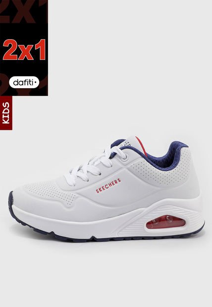 Tenis Lifestyle Blanco-Azul Navy-Rojo Skechers Stand On Air