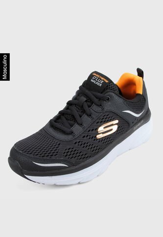 Tenis Training Negro-Blanco-Naranja Skechers Relaxed Fit: D'Lux Walker Skechers