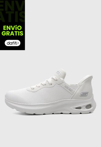 Tenis SKECHERS Knit Lace Up Slip On Blanco Skechers