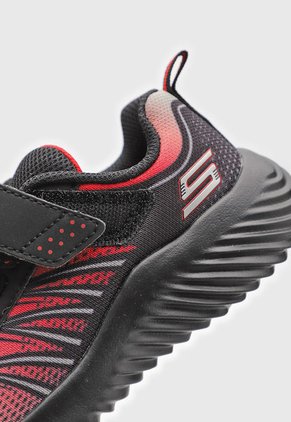 Tenis Lifestyle Negro-Rojo-Coral Skechers Kids Bounder - Zatic