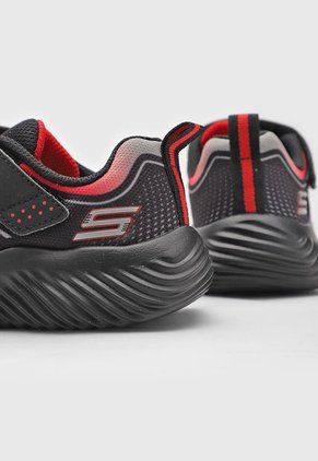 Tenis Lifestyle Negro-Rojo-Coral Skechers Kids Bounder - Zatic