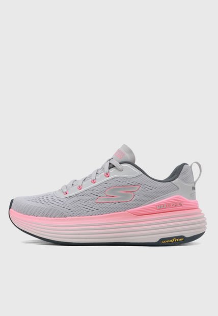 Tenis Running Gris-Salmón-Azul  SKECHERS Max Cushioning Suspension