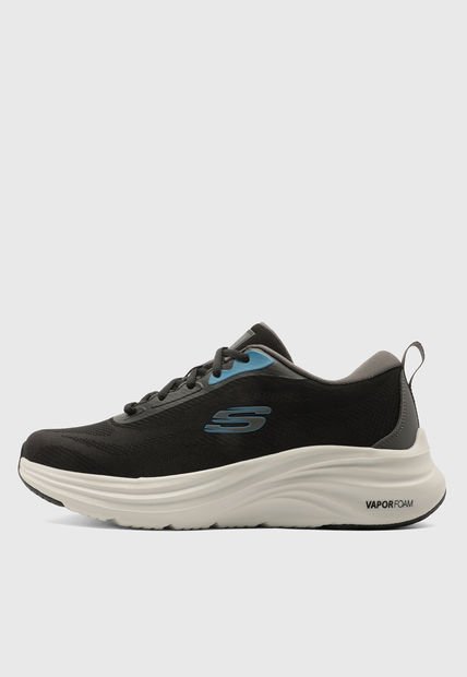 Tenis Running Negro-Blanco-Gris SKECHERS Vapor Foam