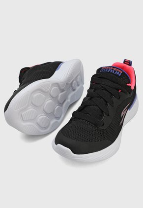 Tenis Lifestyle Negro-Blanco-Rosa Neón Skechers Kids GOrun 400 V2 - Basic Edge