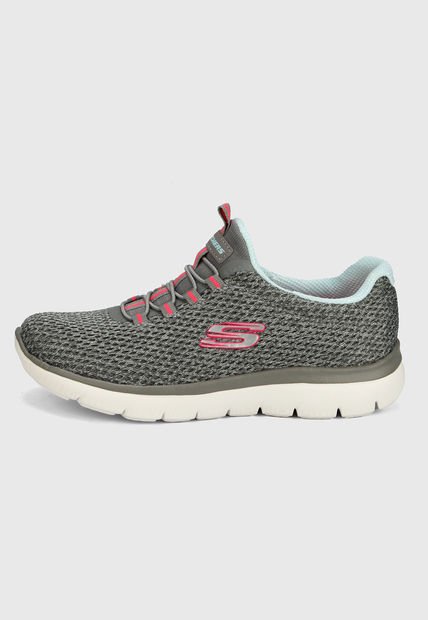 Tenis Running Gris-Rosa-Blanco Skechers Summits