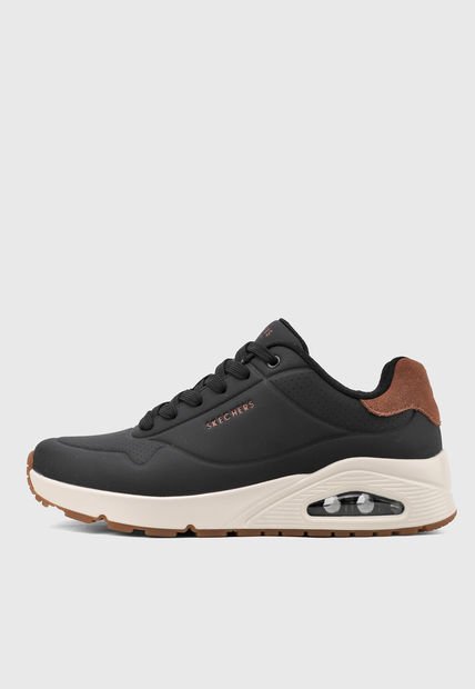 Tenis Lifestyle Negro-Marfil-Café SKECHERS Uno-Suited On Air