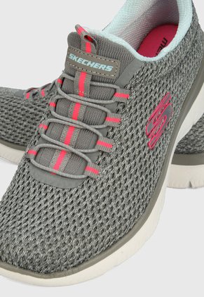 Tenis Running Gris-Rosa-Blanco Skechers Summits